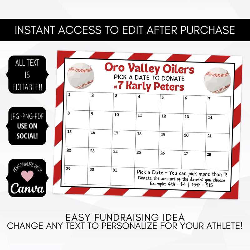 printable calendar fundraiser template free