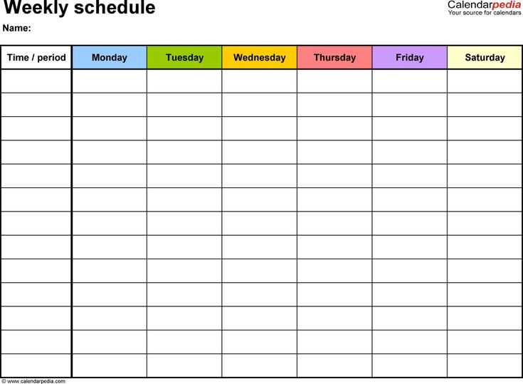 printable calendar schedule template