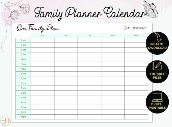 printable family calendar template