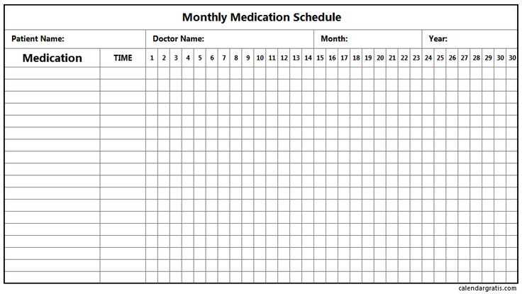 printable medication calendar template