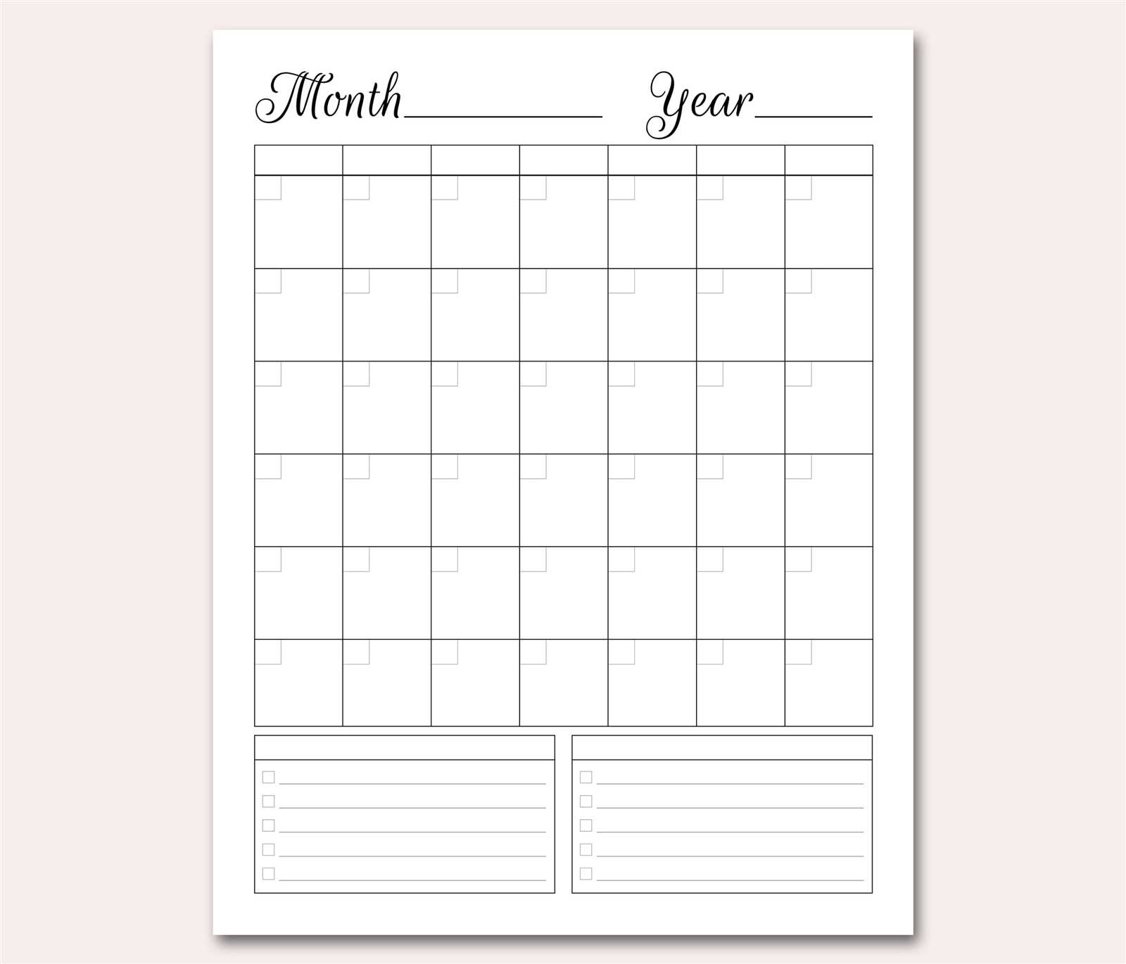 printable undated calendar template