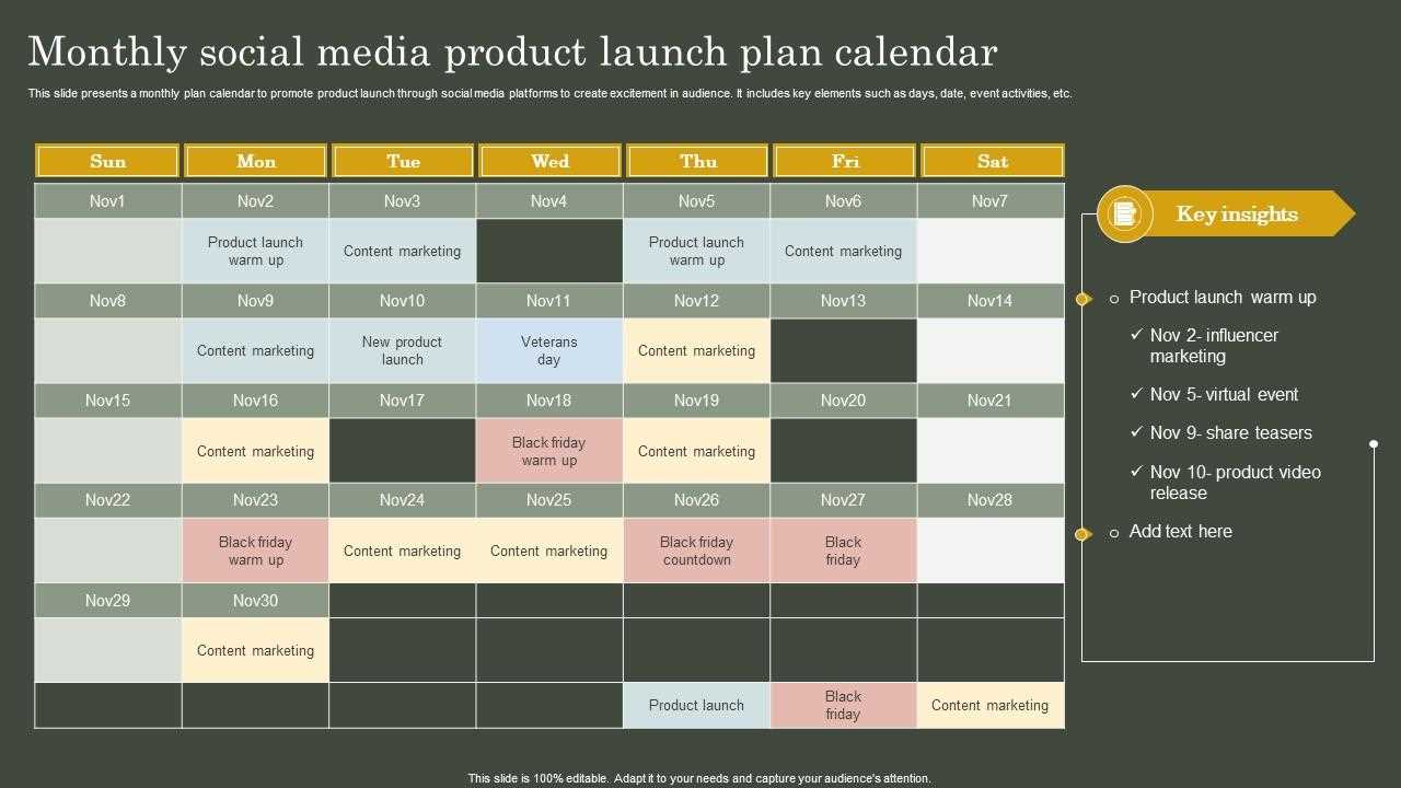 product calendar template