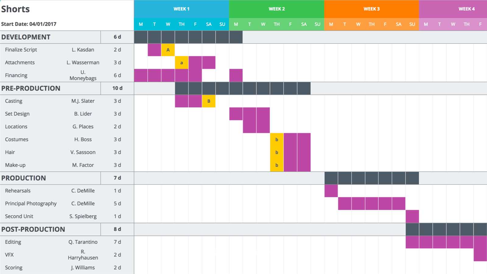 production calendar template