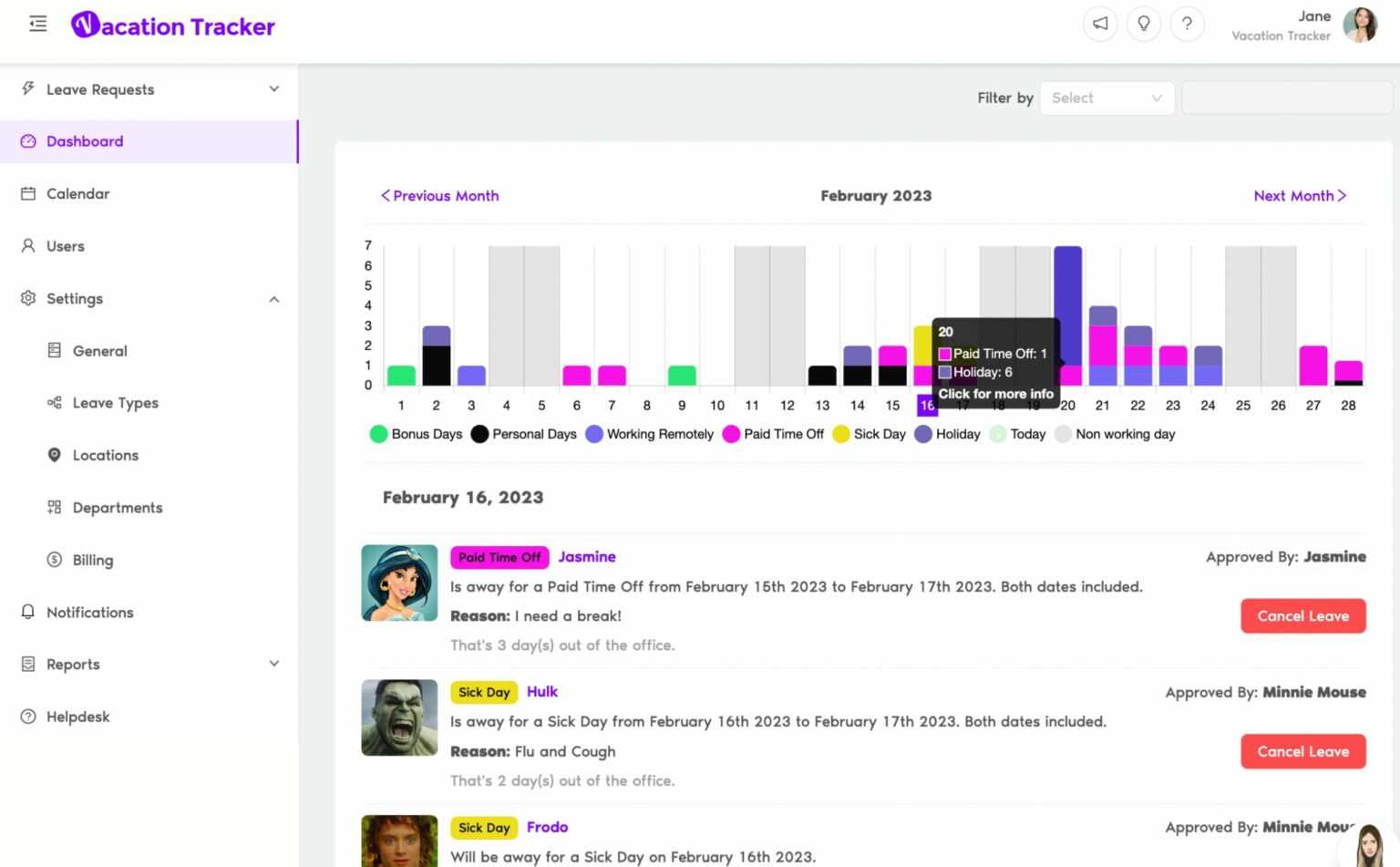 project team vacation calendar template