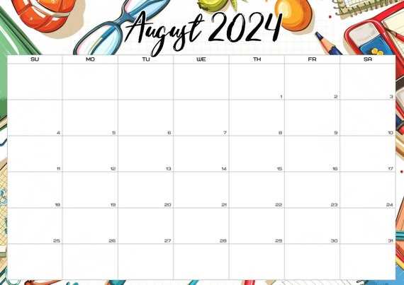 blank calendar template 2025 august