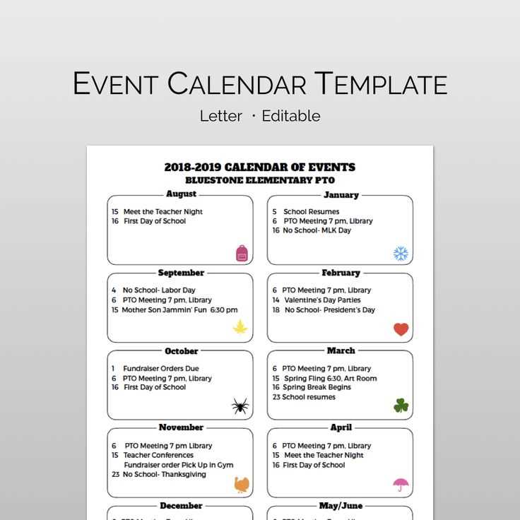 pta calendar template free