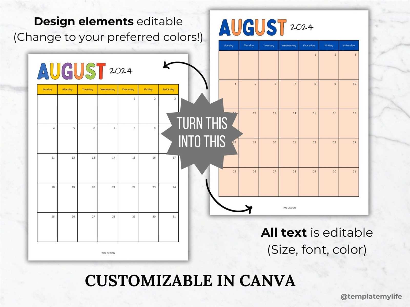 pta calendar template