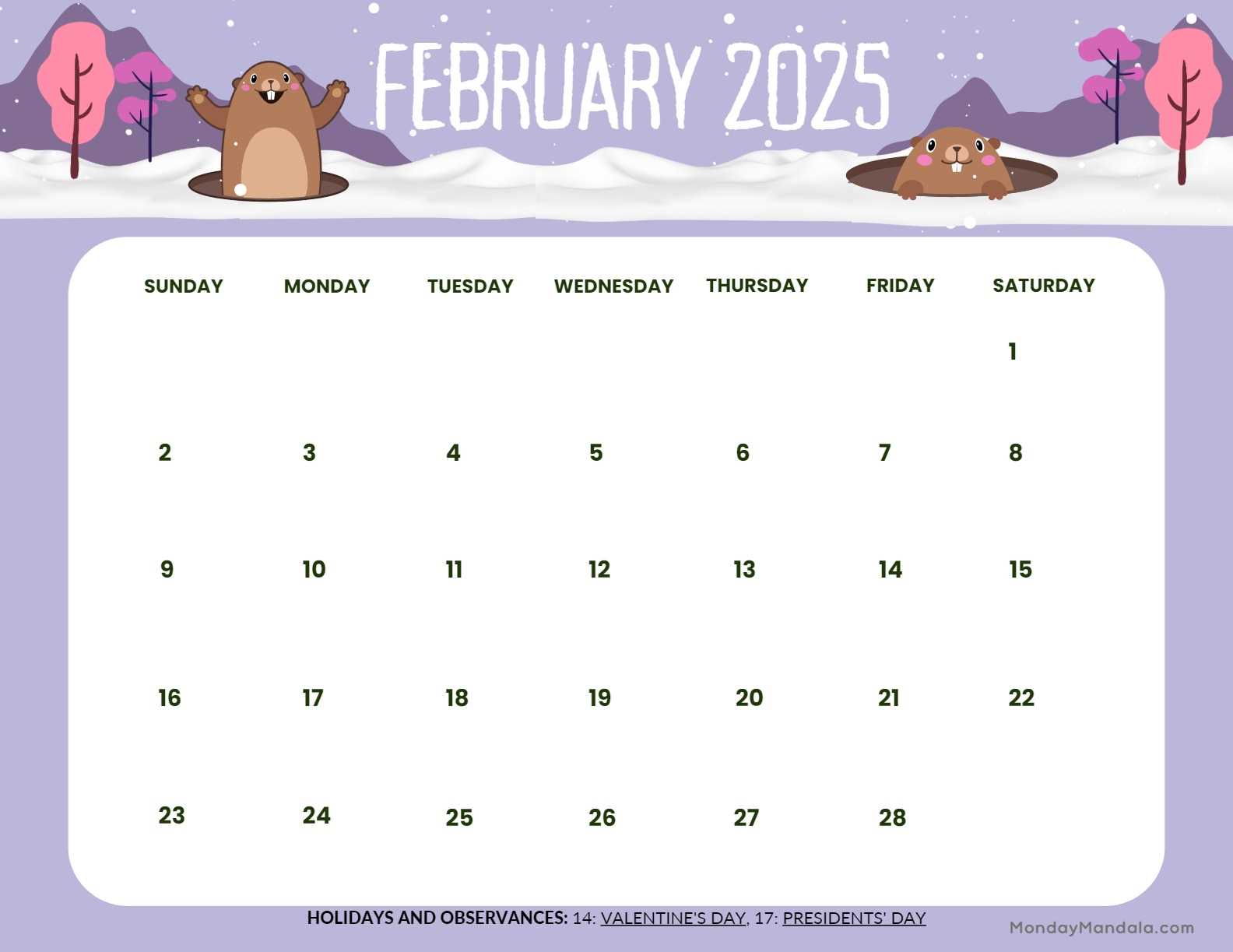 blank calendar template feb 2025