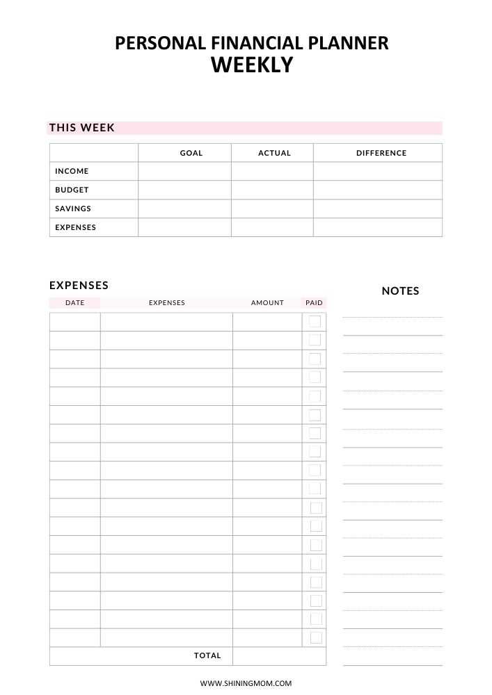 financial planning calendar template