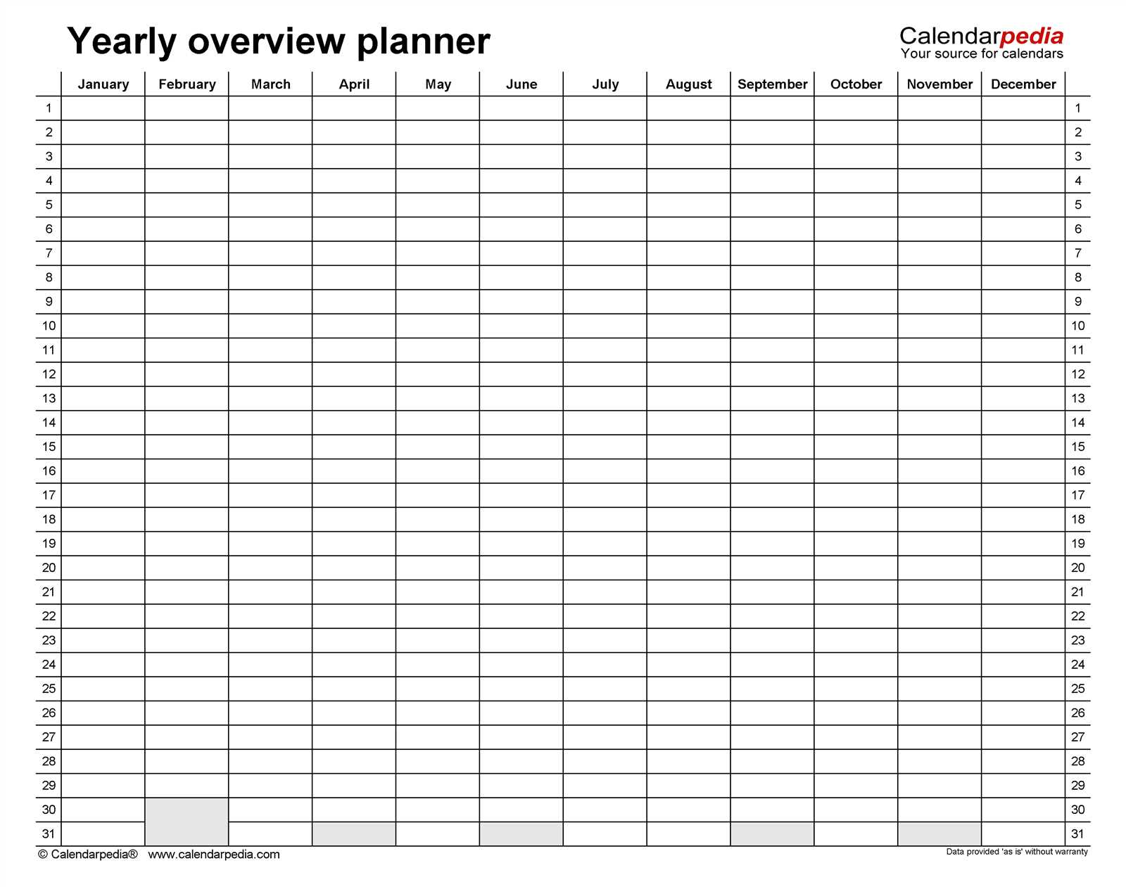 yearly training calendar template