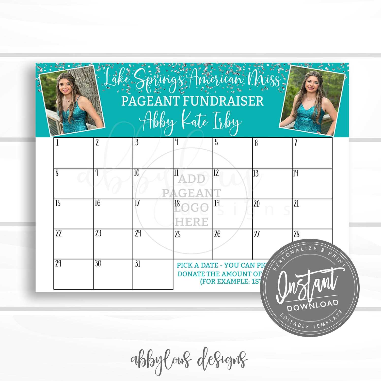 calendar donation fundraiser template