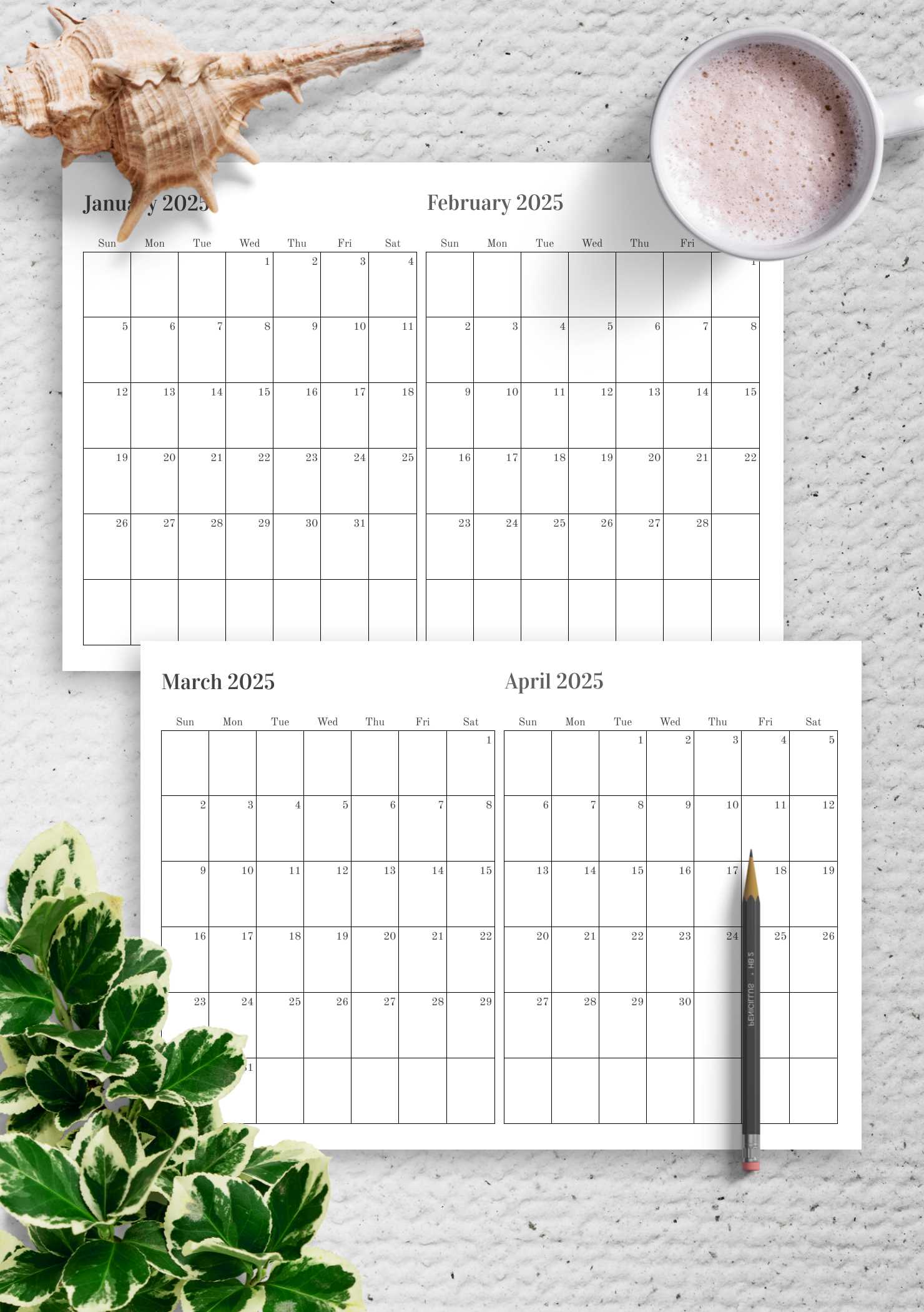 two month per page calendar template