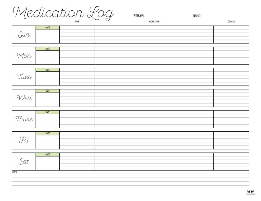 daily medication calendar template