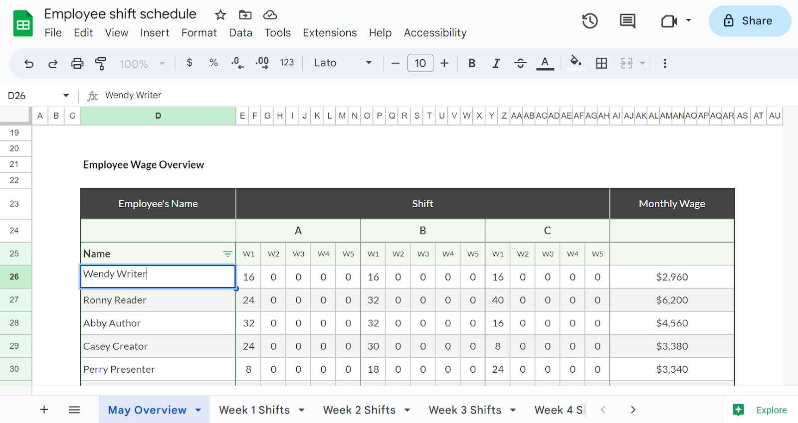 monthly rotation calendar template