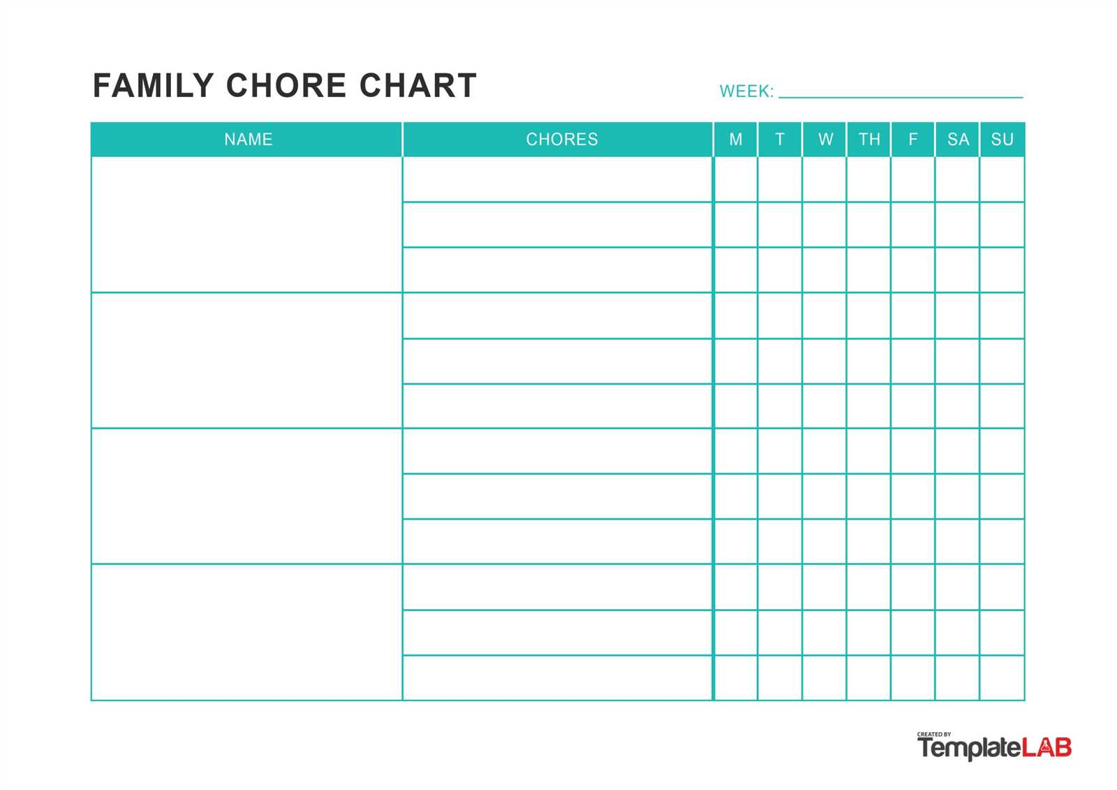 chores calendar template