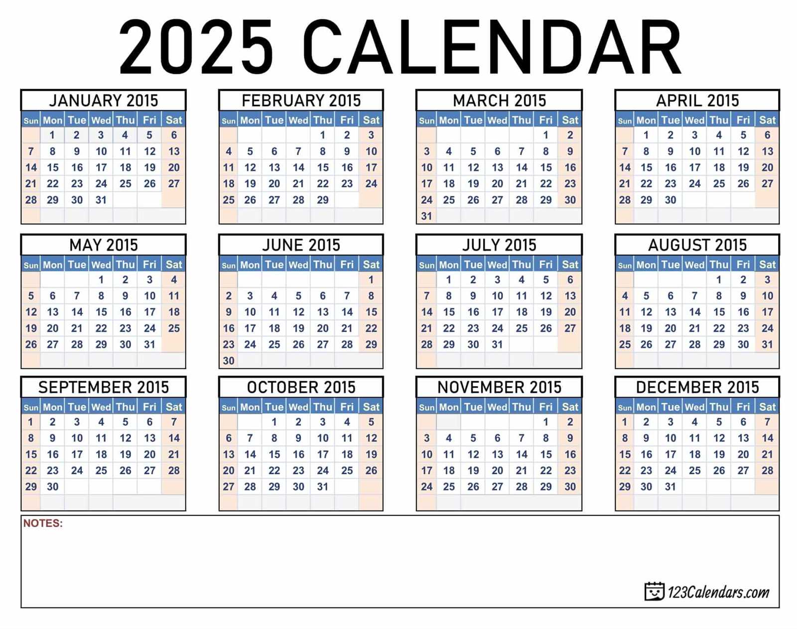 blank calendar template 2025 and 2025