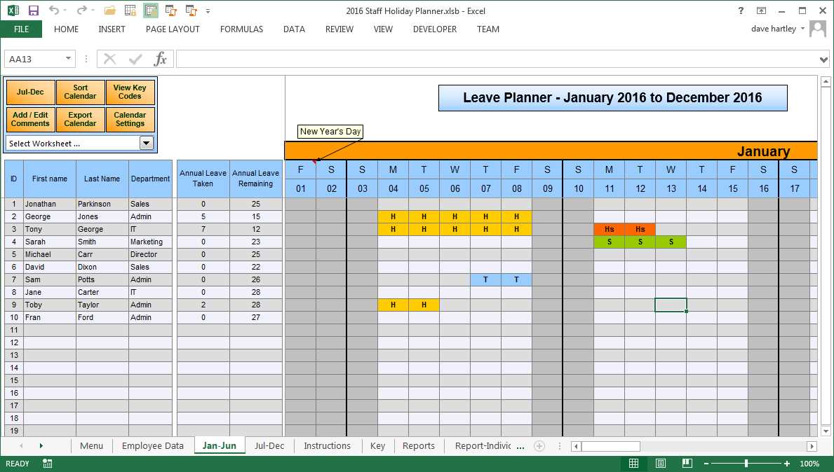 team vacation calendar template