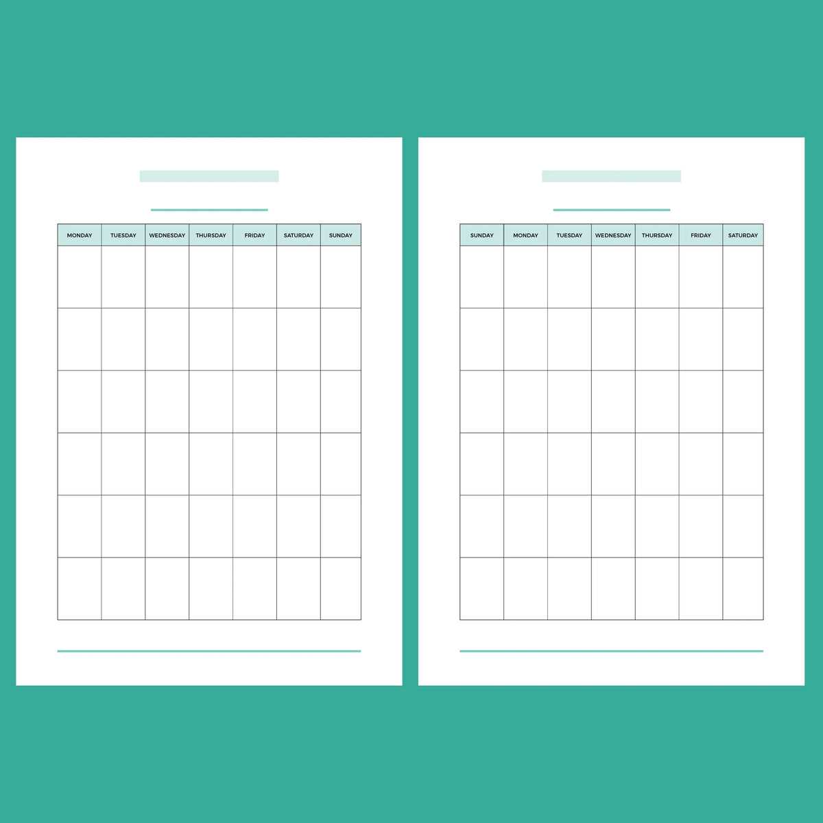 printable blank monthly calendar template