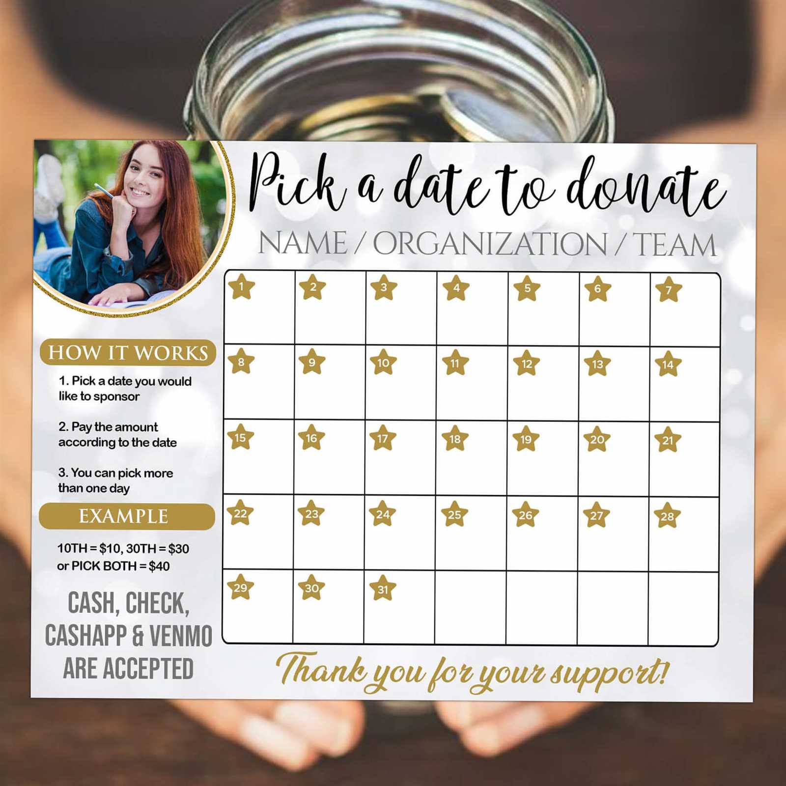 donation calendar template