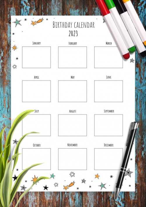 annual birthday calendar template free