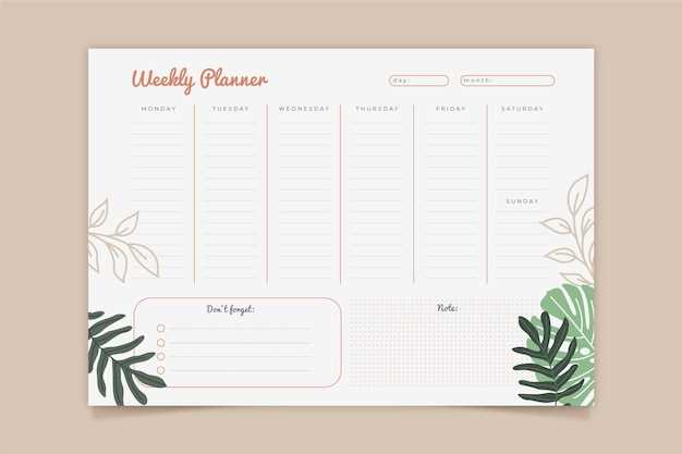 weekly calendar schedule template free