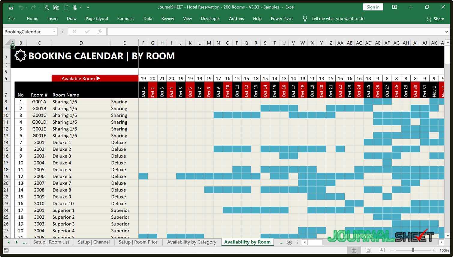 hotel demand calendar template