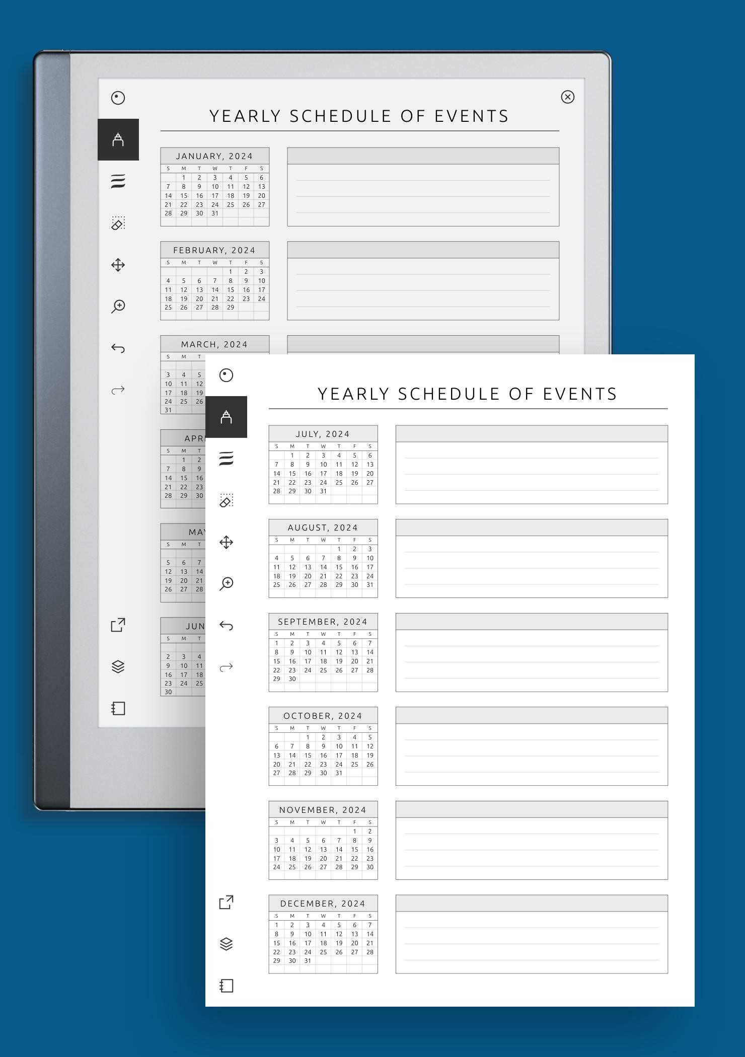 monthly calendar of events template