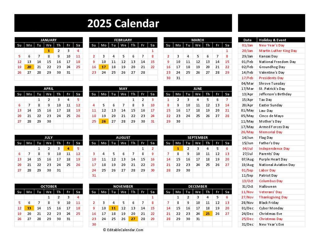 free calendar template 2025 free download