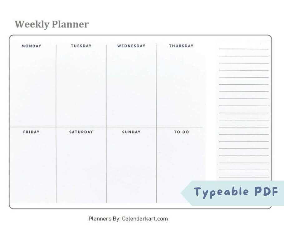 printable blank weekly calendar template