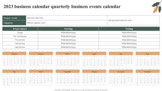 quarterly calendar template