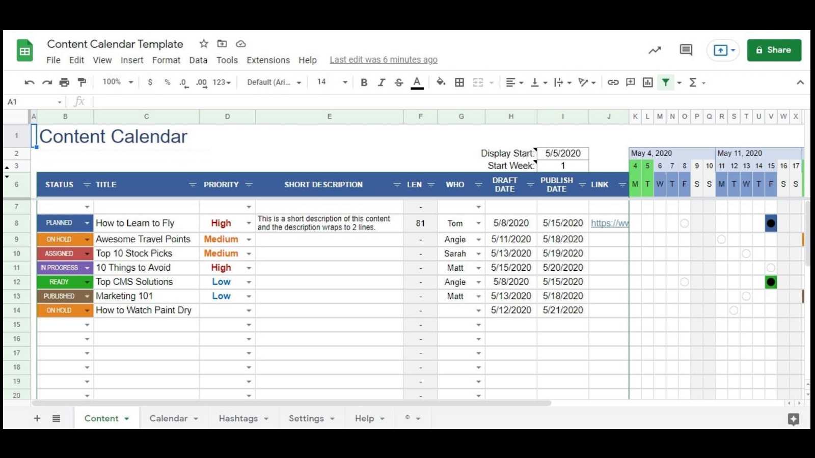 quarterly content calendar template