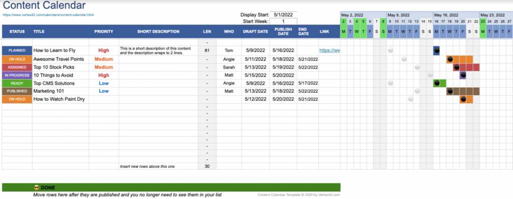 quarterly content calendar template