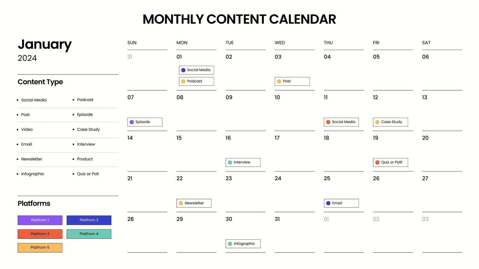 content calendar templates