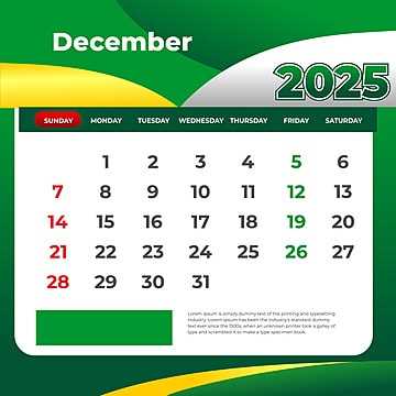 template of december 2025 calendar