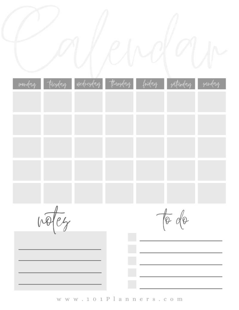 blank monthly calendar template portrait