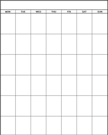 blank calendar template horizontal