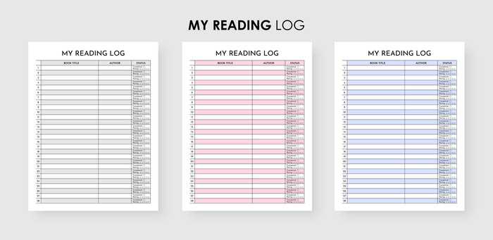 reading log calendar template