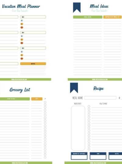 recipe calendar template