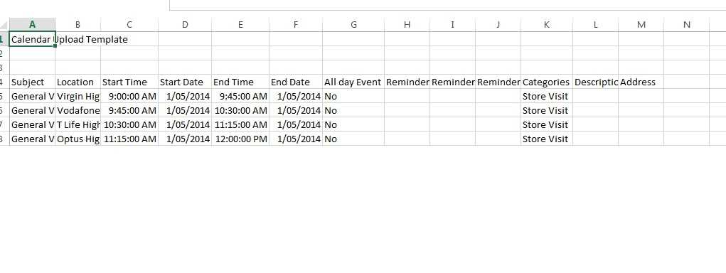 outlook calendar csv template