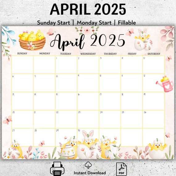 editable calendar template april 2025