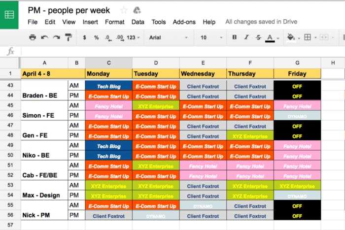 resource calendar template