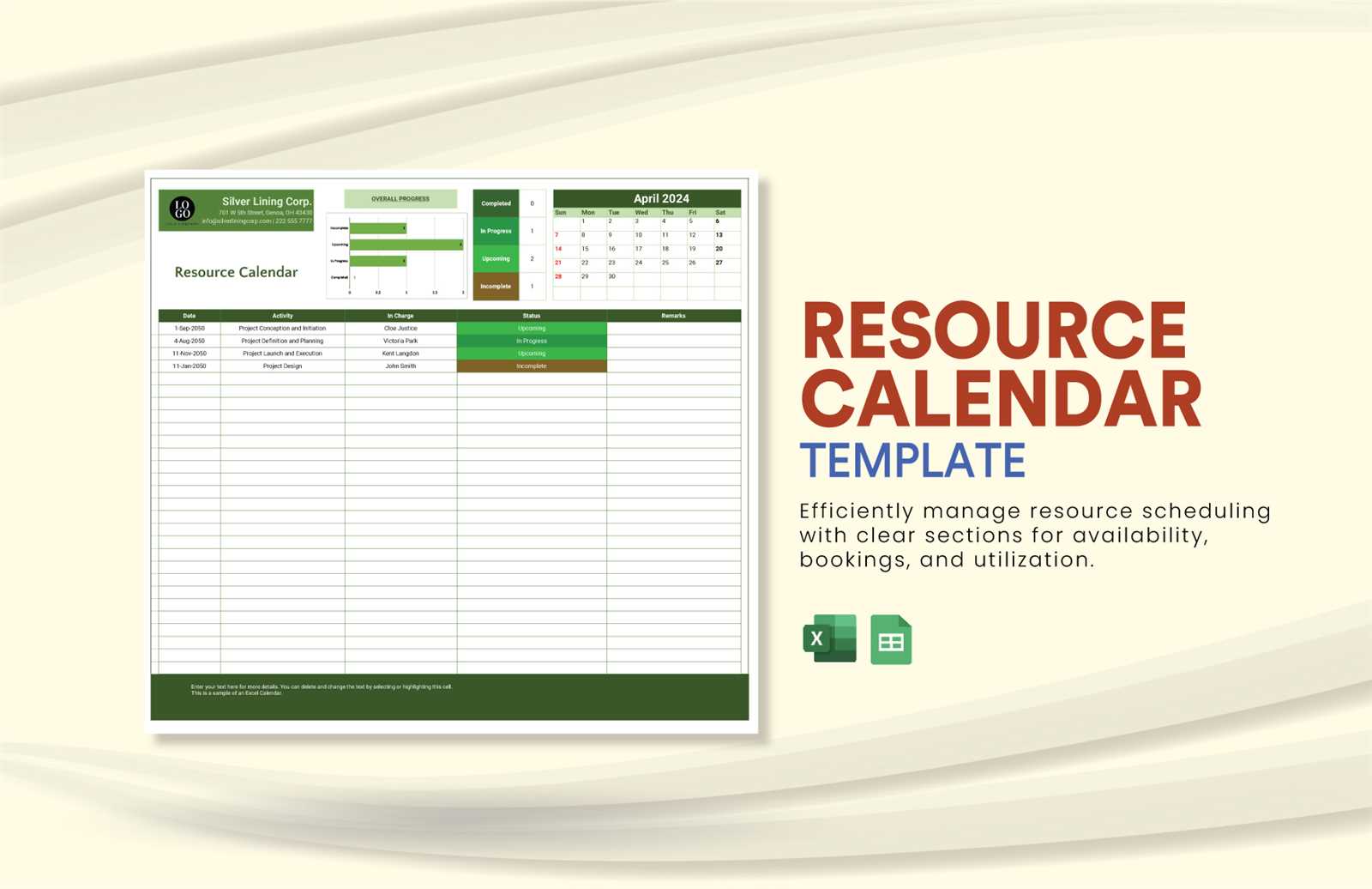 resource calendar template