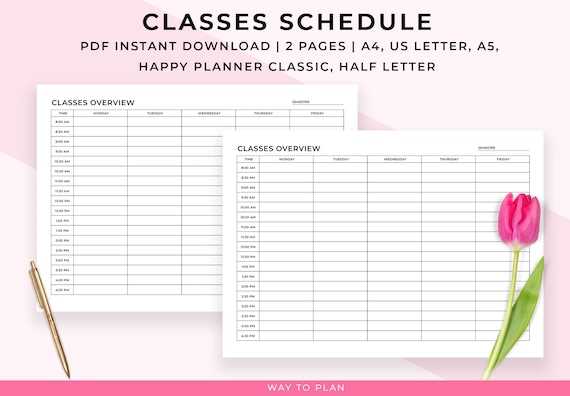 course calendar template