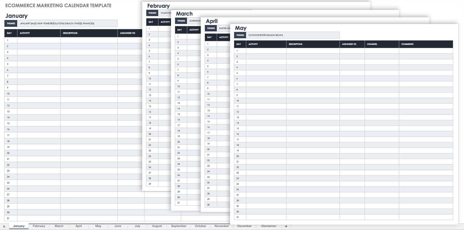 retail calendar template