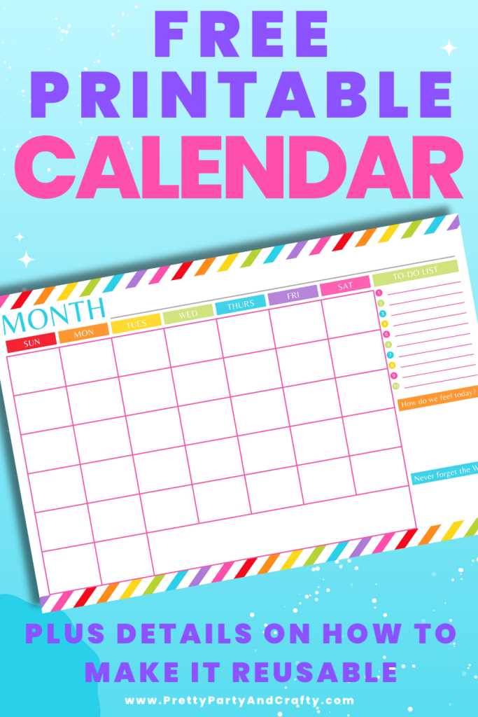 reusable calendar template