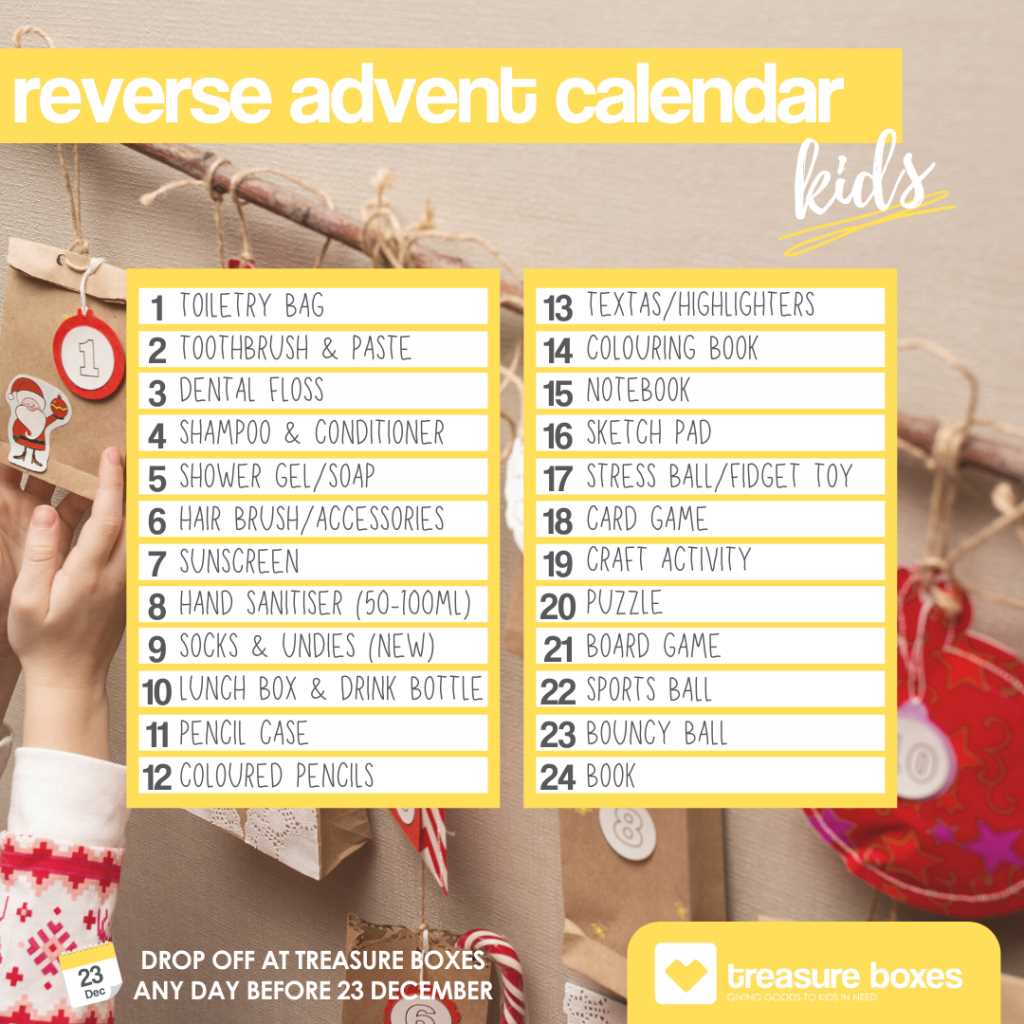 reverse advent calendar template