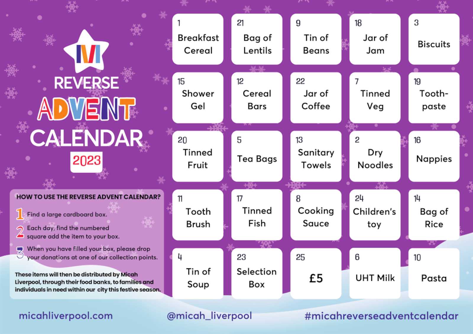 reverse advent calendar template