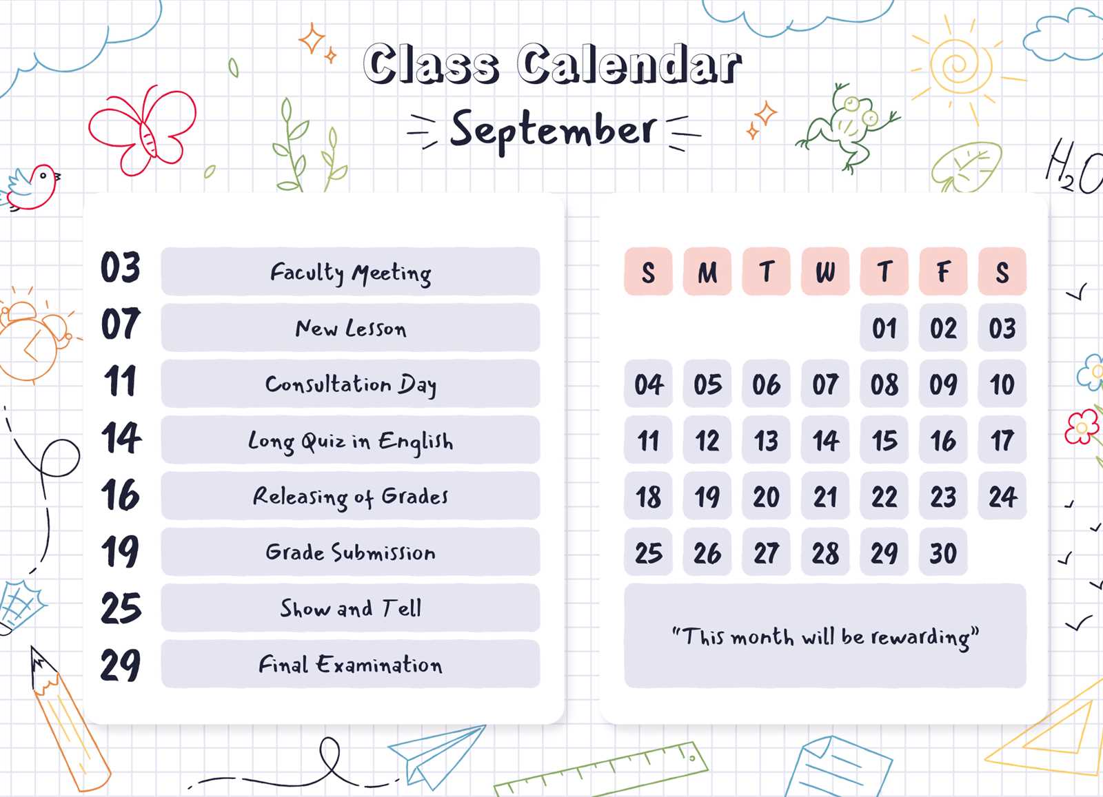 calendar with schedule template