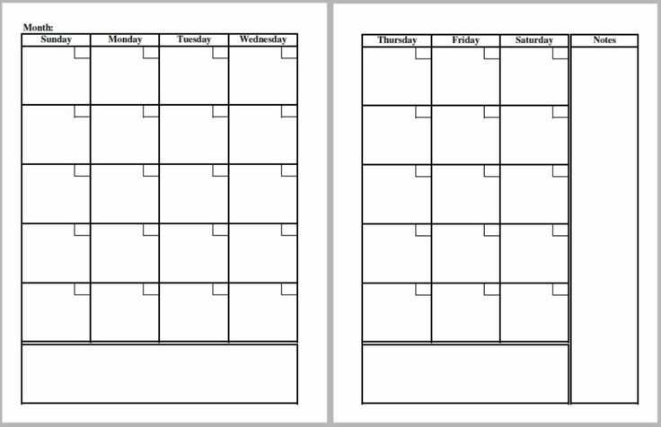 2 page per month calendar template