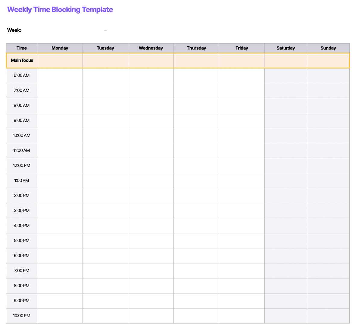 time blocking calendar template